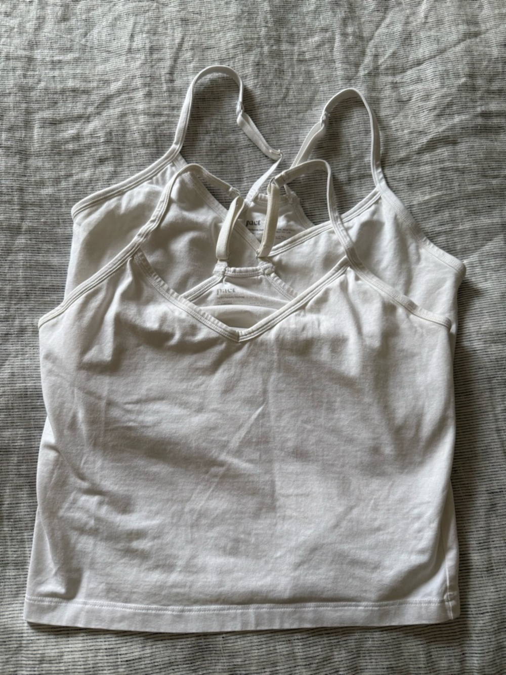 Pact cropped White Spaghetti Strap Tank Top - 2 Pack